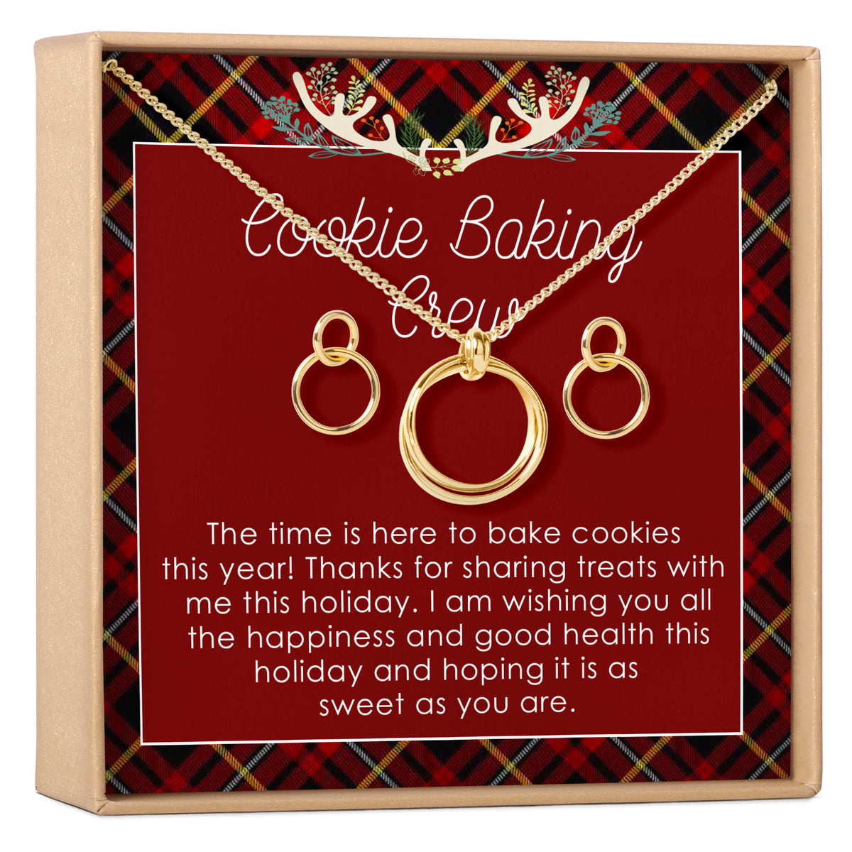 Christmas Cookie Crew Linked Circles Earring and Necklace Jewelry Set