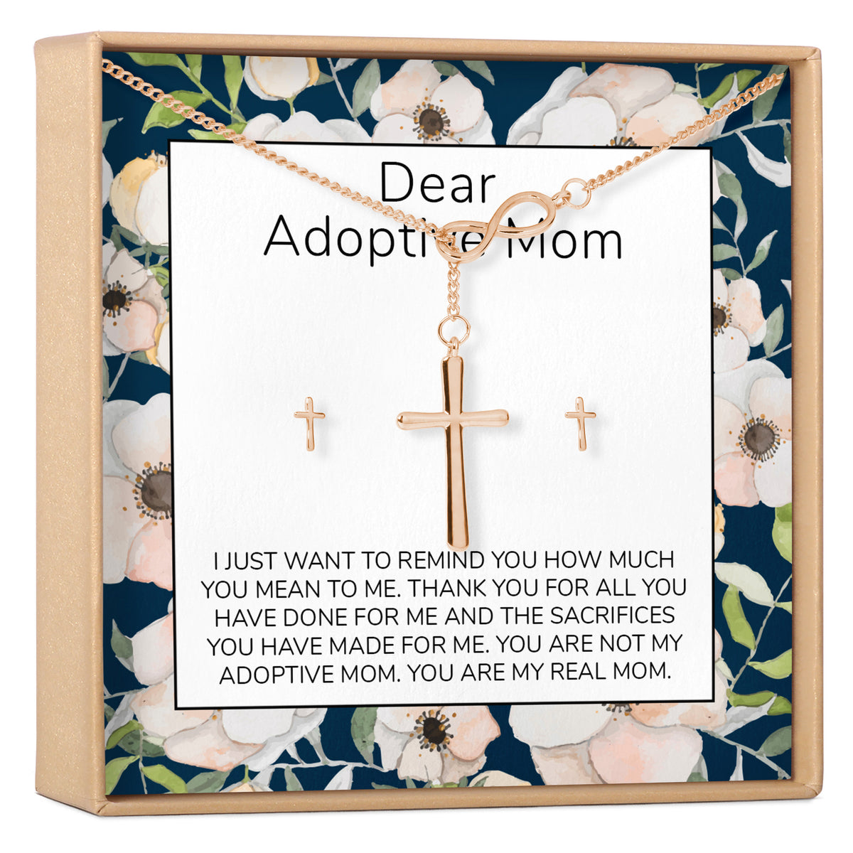 Gift for Adoptive Mom Cross Earring and Necklace  Jewelry Set