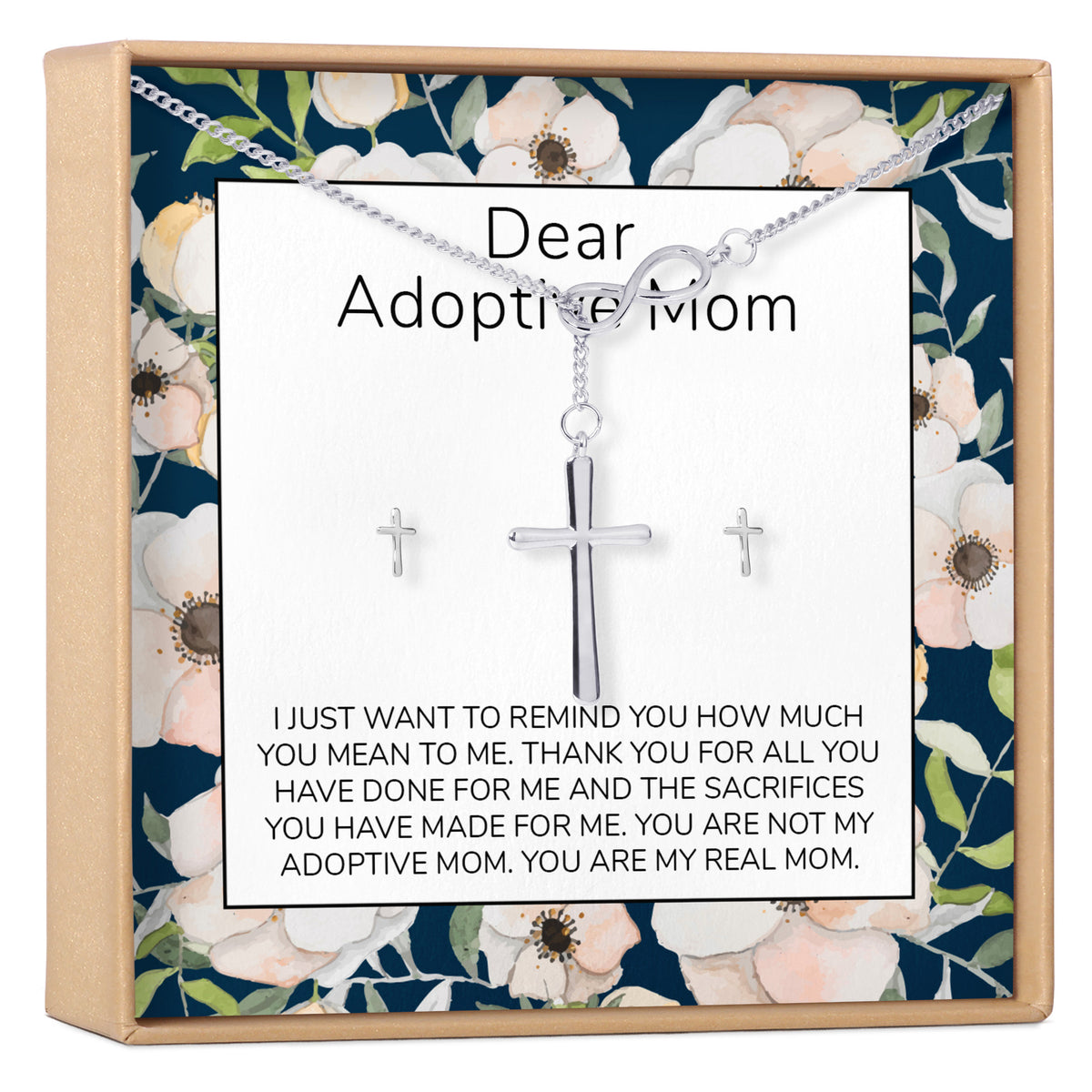 Gift for Adoptive Mom Cross Earring and Necklace  Jewelry Set