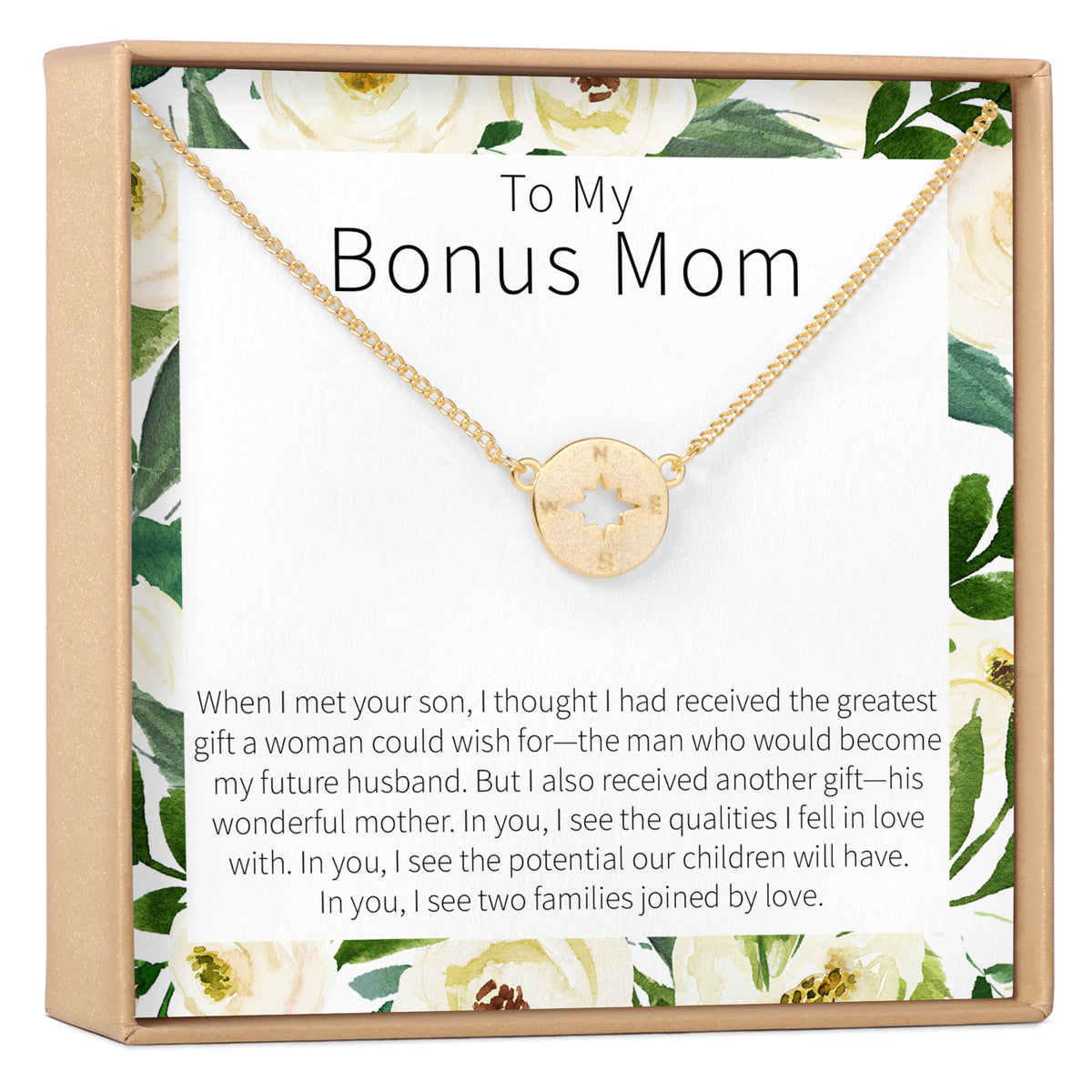 Bonus Mom Compass Pendant Necklace