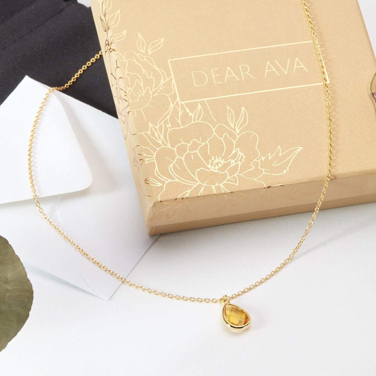 November Birthstone / Topaz Crystal Charm Necklace - Dear Ava