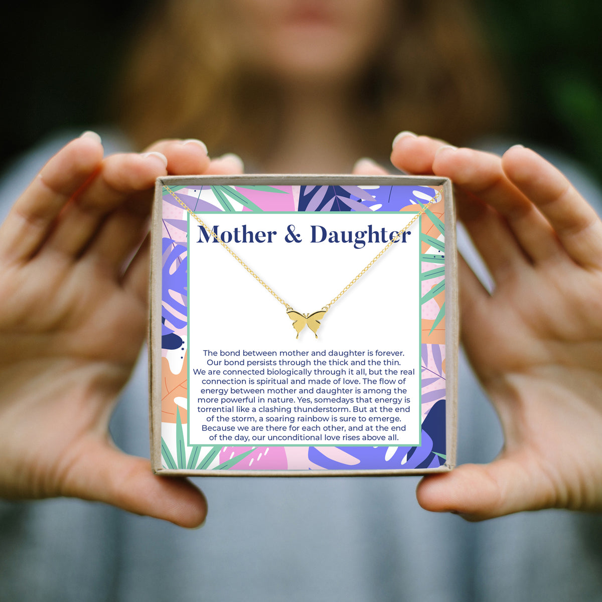 Mother &amp; Daughter Butterfly Pendant Necklace