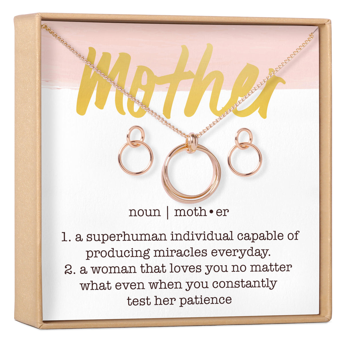 Mother Linked Circles Earring and Necklace Jewelry Set