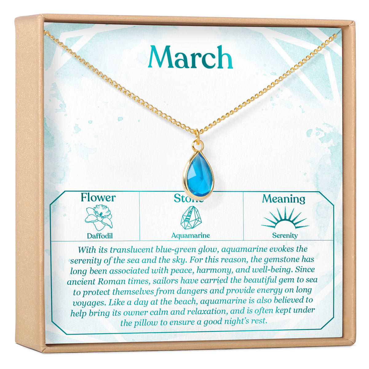 March Birthday Aquamarine Birthstone Necklace