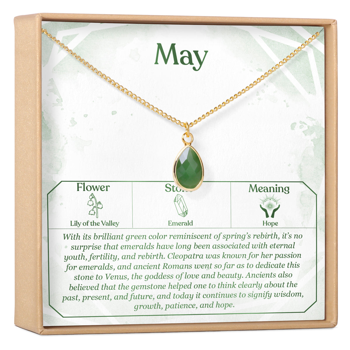 May Birthday Emerald Birthstone Necklace
