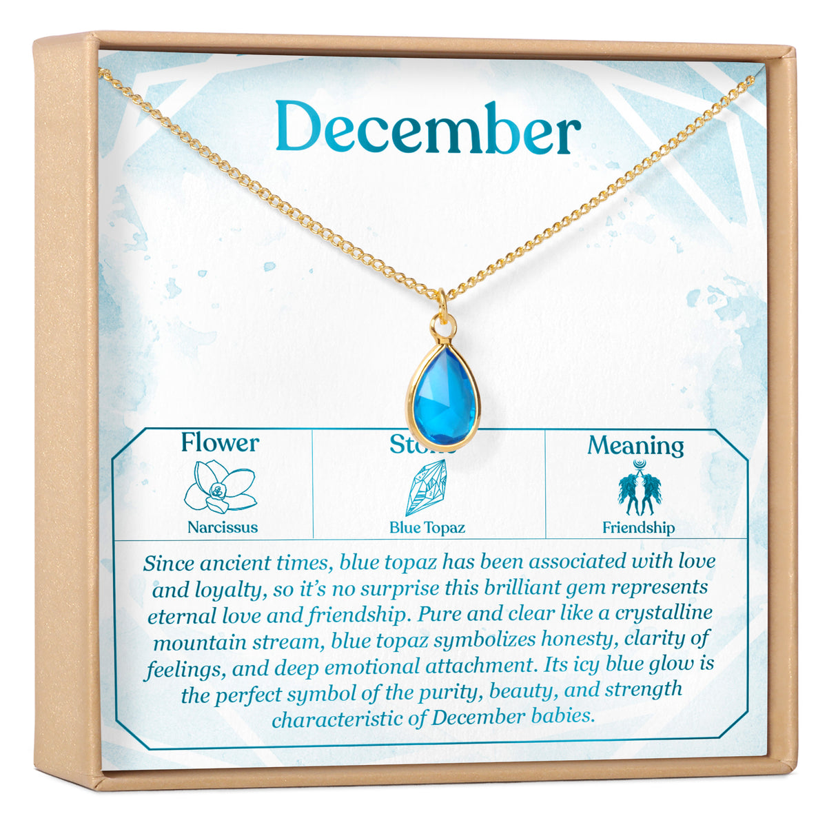 December Birthday Blue Topaz Birthstone Necklace
