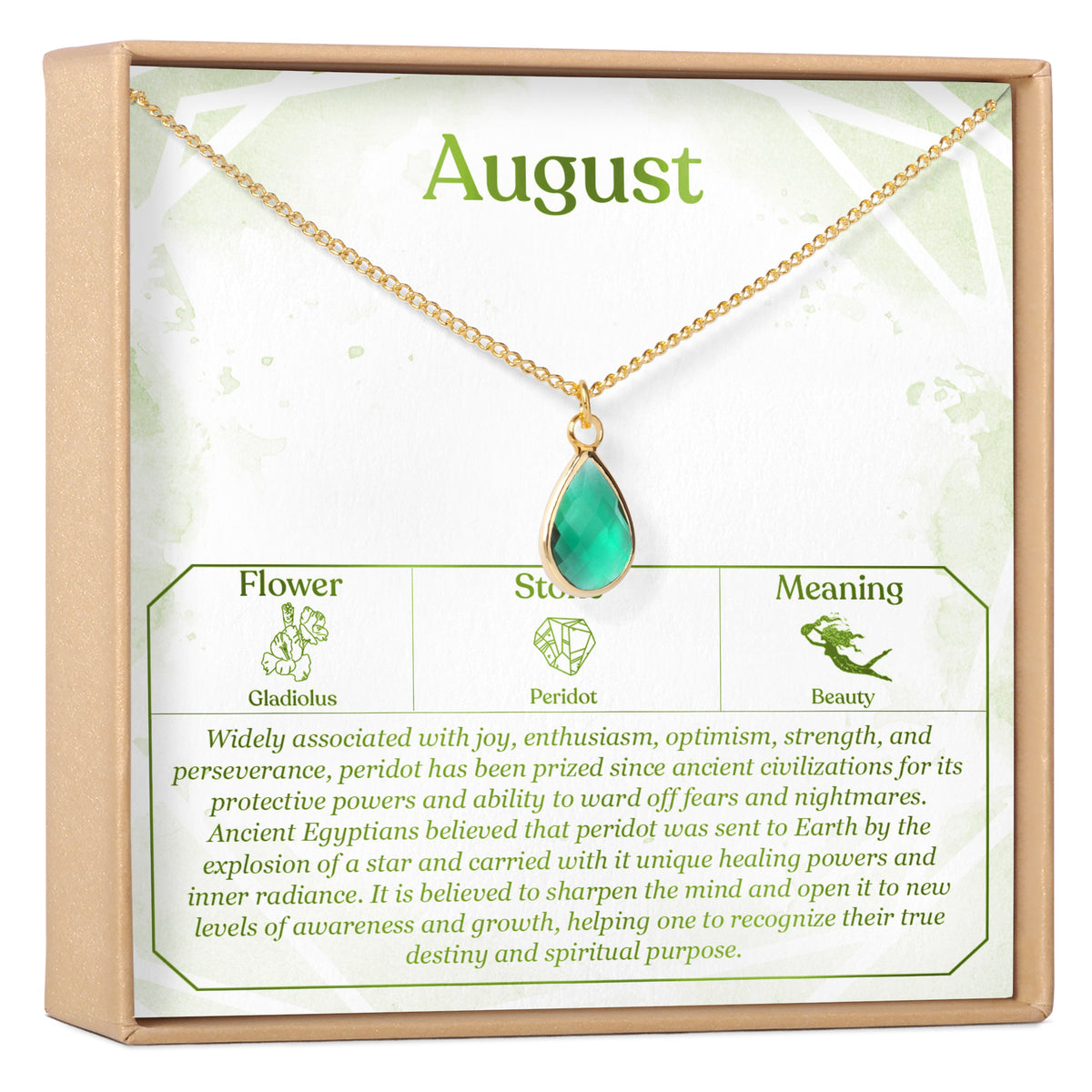 August Birthday Peridot Birthstone Necklace