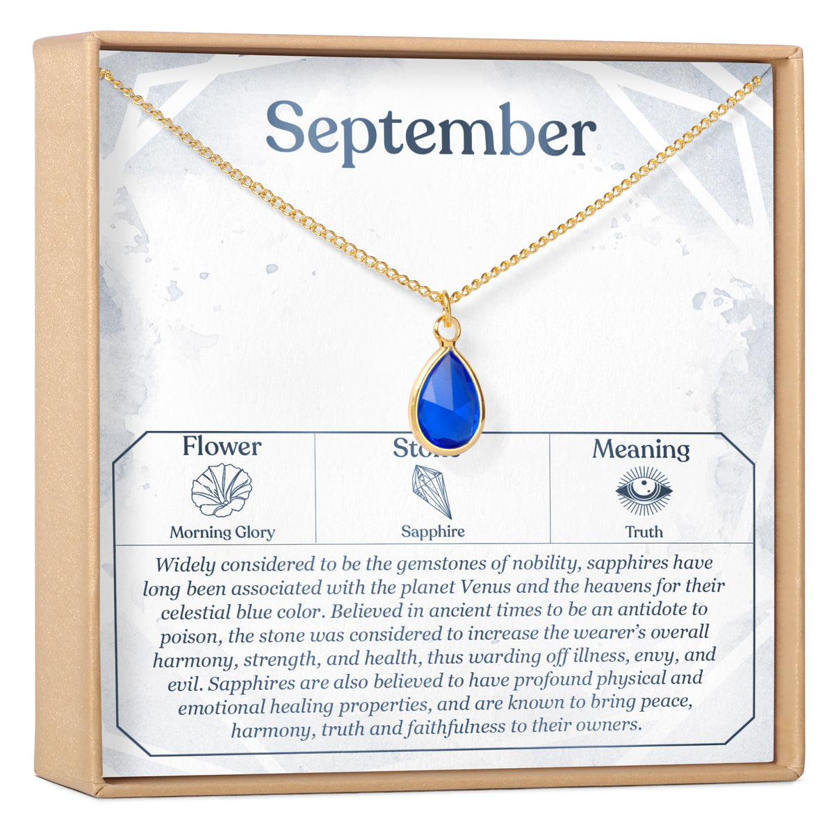 September Birthday Sapphire Birthstone Necklace