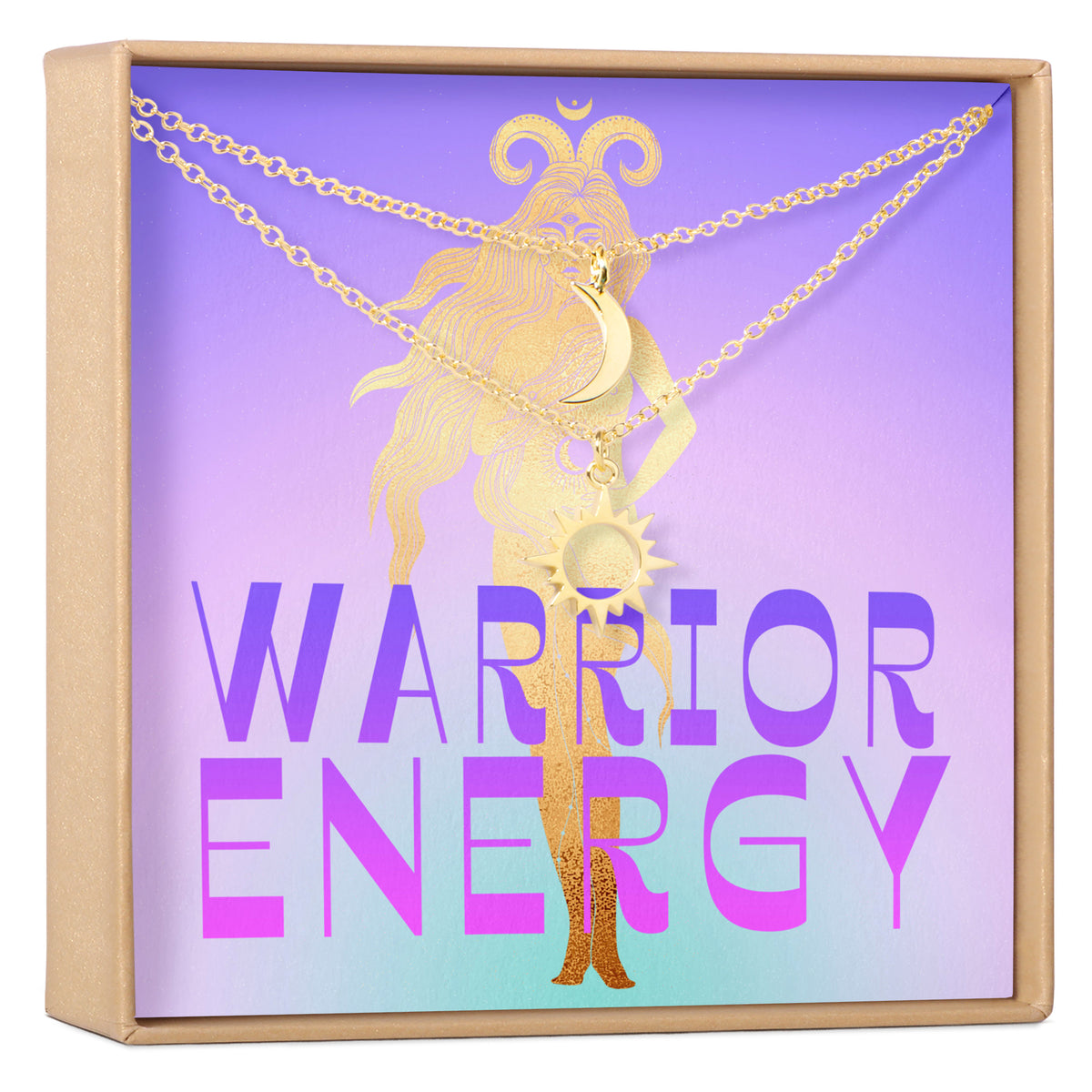 Warrior Sun and Moon Pendants Necklace Set