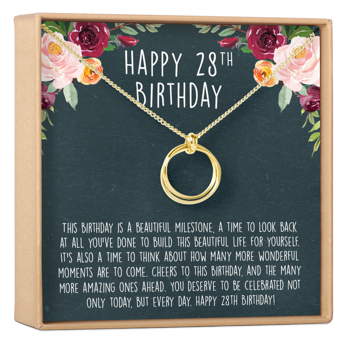 28th Birthday Necklace, Multiple Styles
