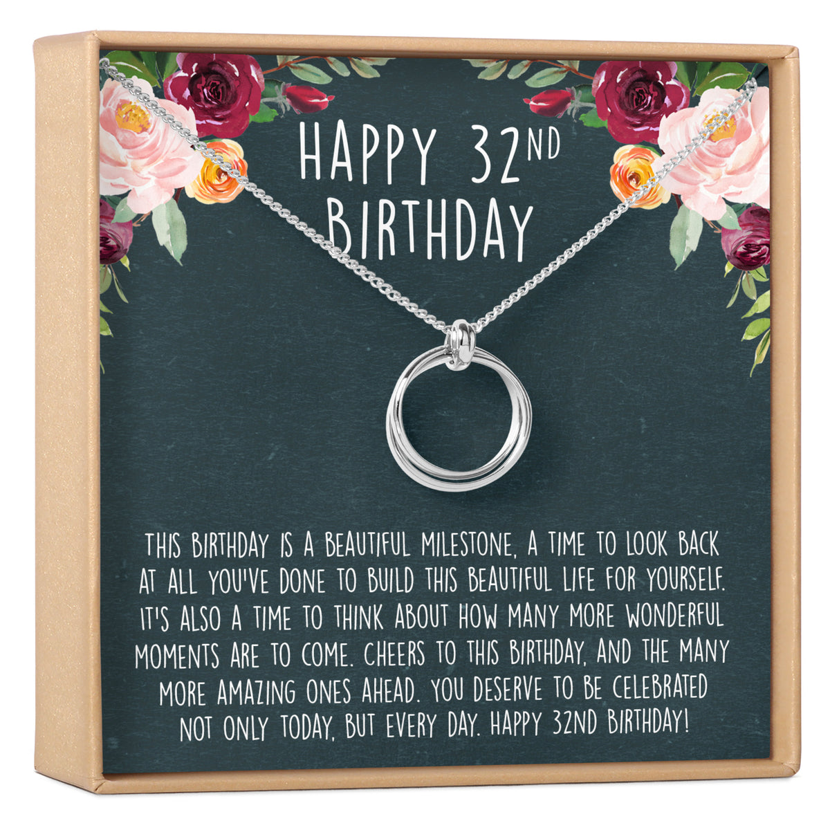 32nd Birthday Necklace, Multiple Styles