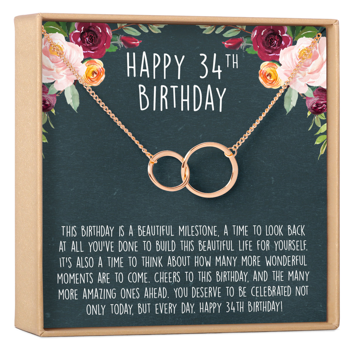 34th Birthday Necklace, Multiple Styles