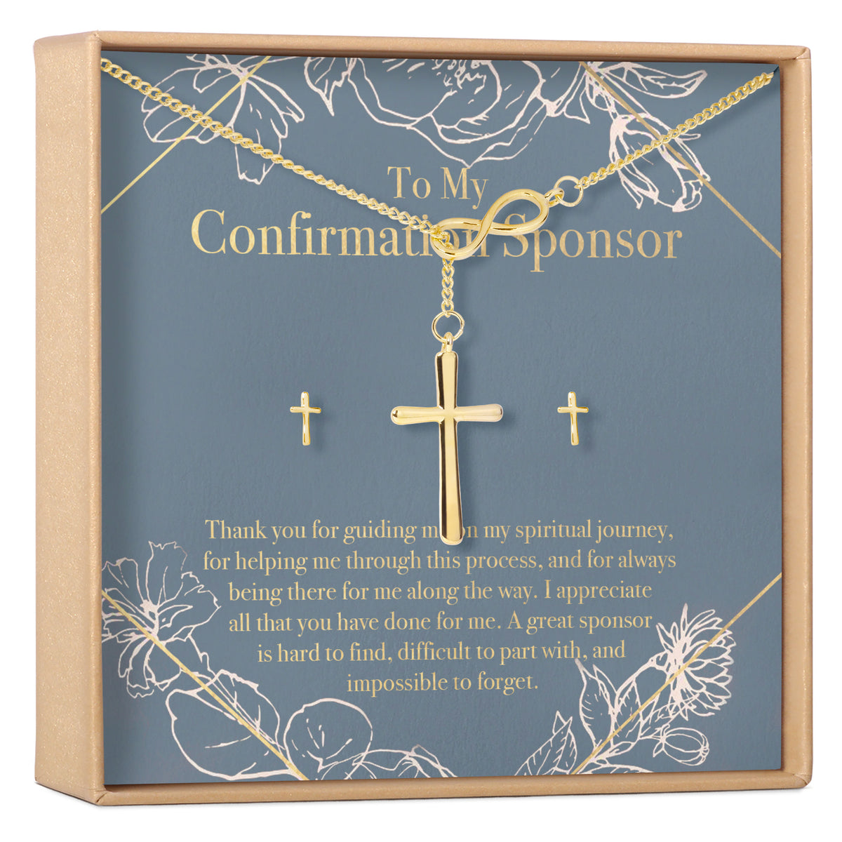 Confirmation Sponsor Cross earring and Necklace Set Jewelry Set