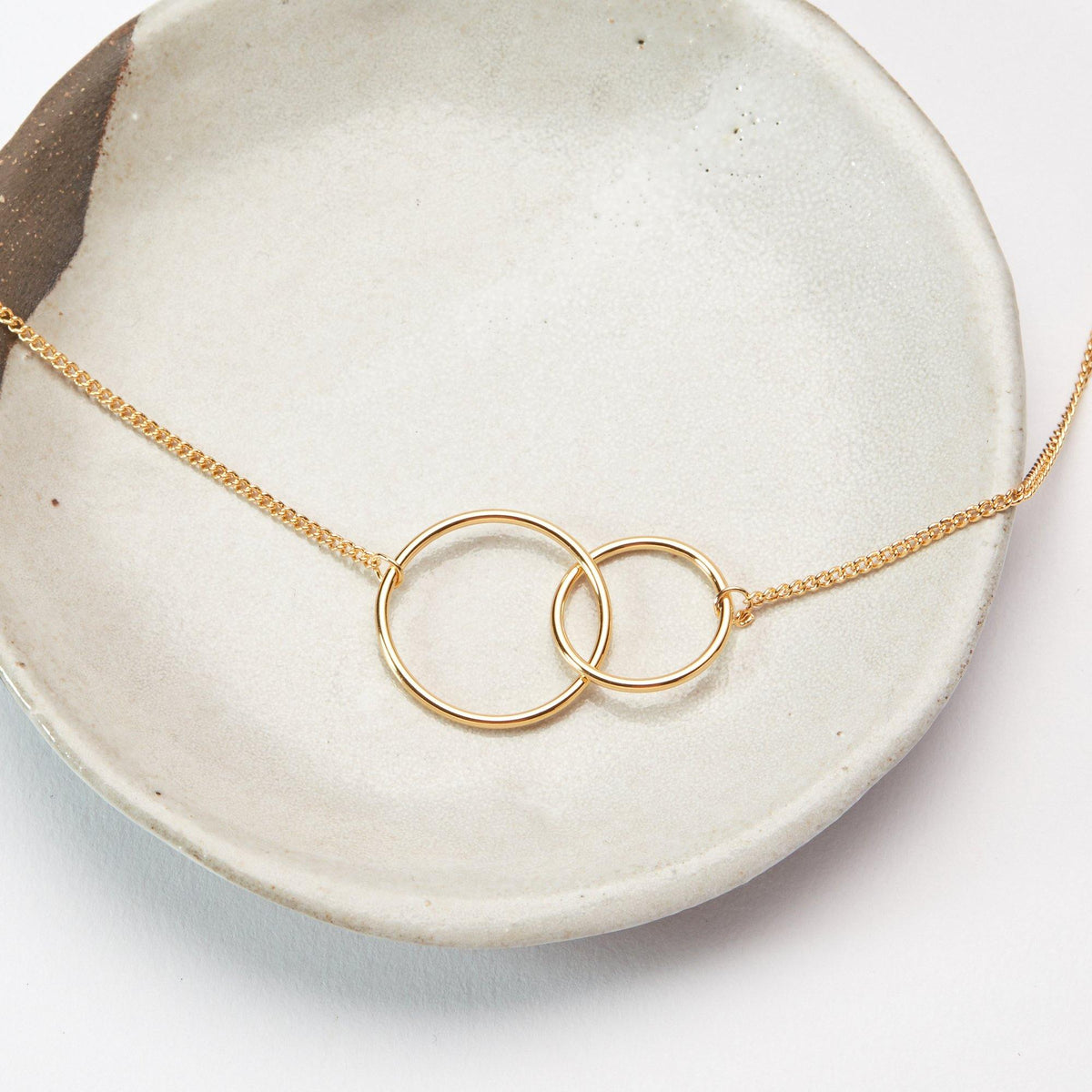 Silver Double Circle Link Diamanté Pendant Necklace | New Look