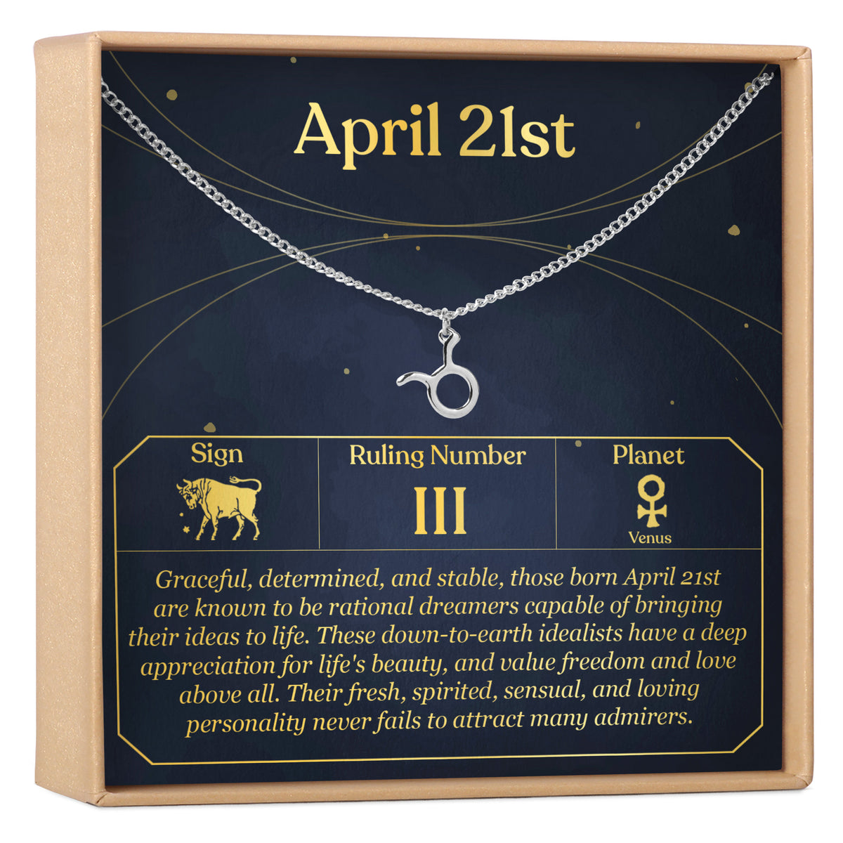 April 21st Taurus Necklace