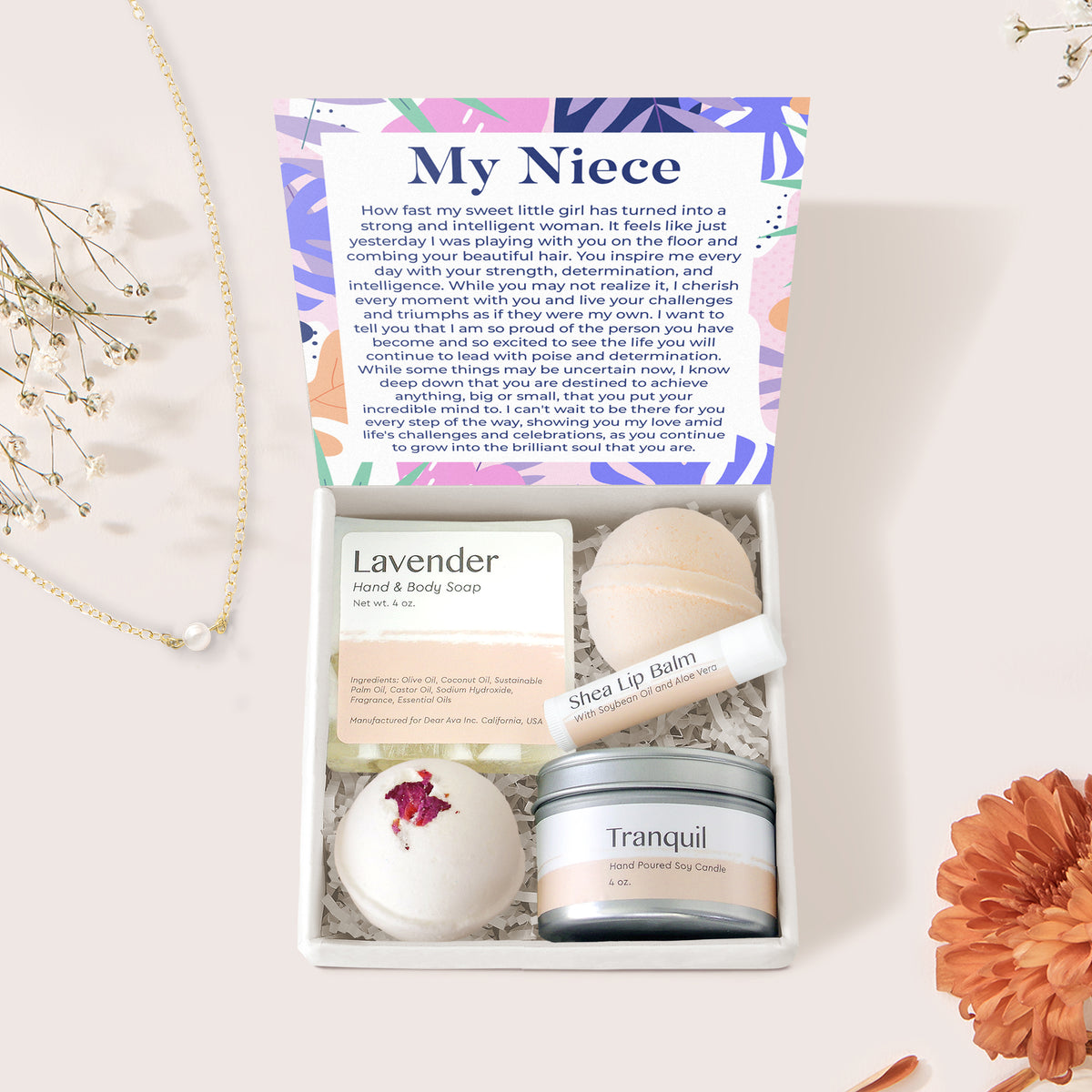 Niece Pearl Necklace Gift Box Set