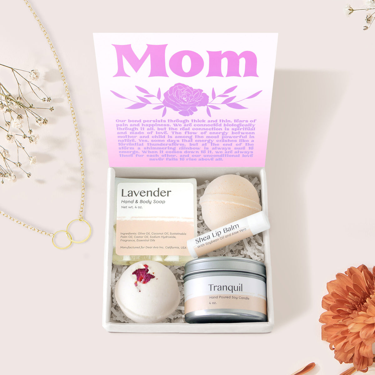 Mom Double Circle Necklace Gift Box Set