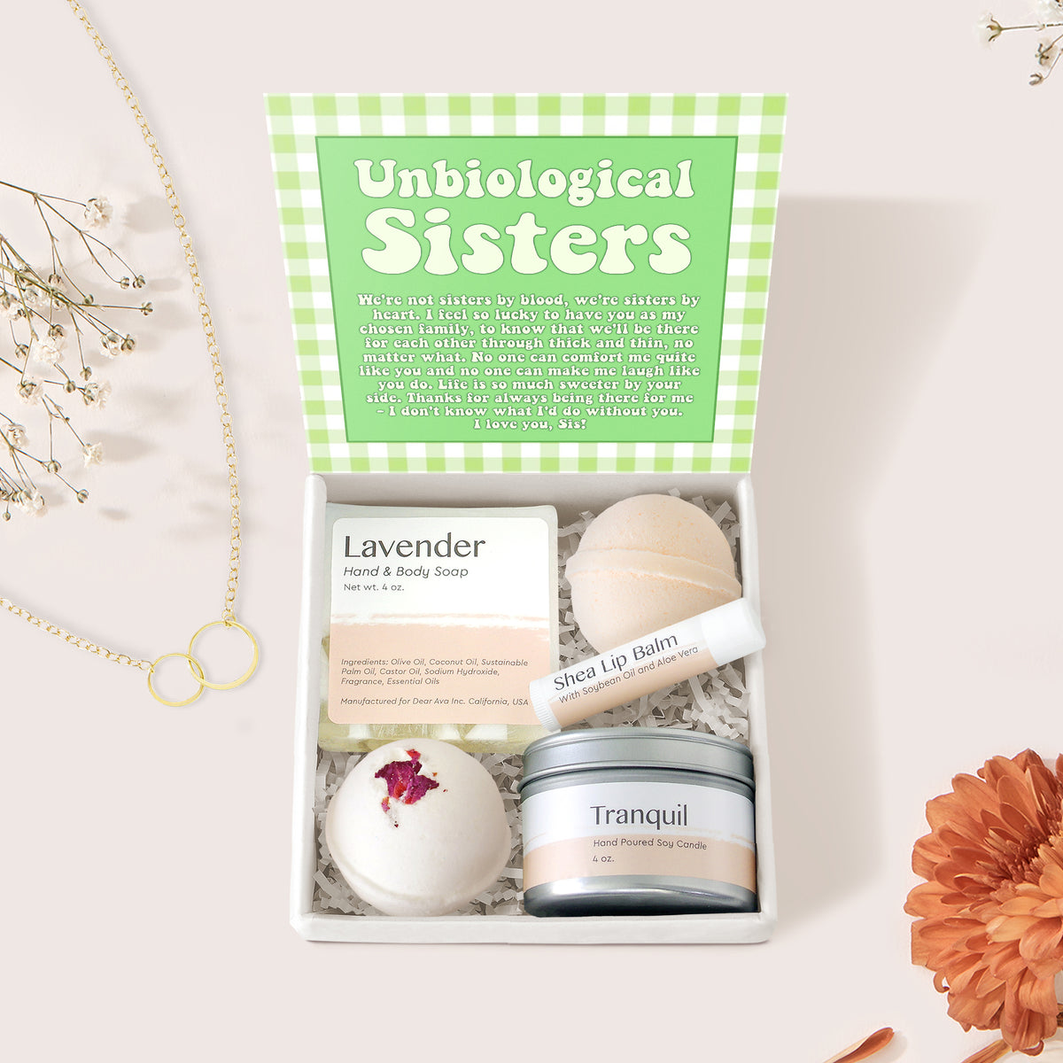 Unbiological Sisters Double Circle Necklace Spa Gift Box Set