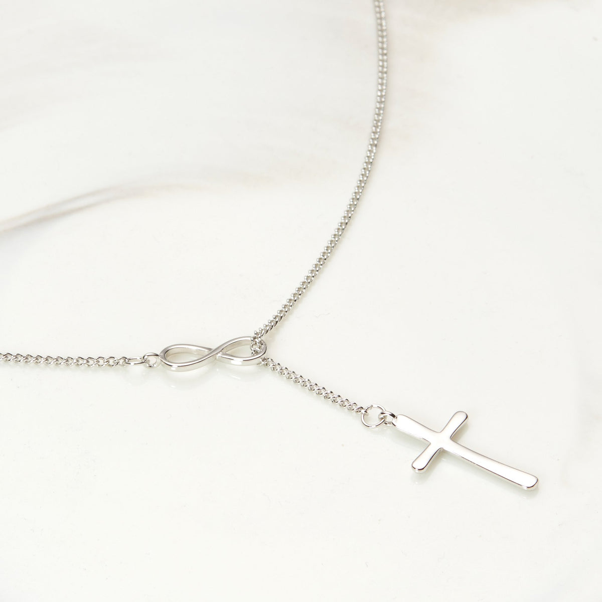 Mother &amp; Daughter Infinity Cross  Necklace