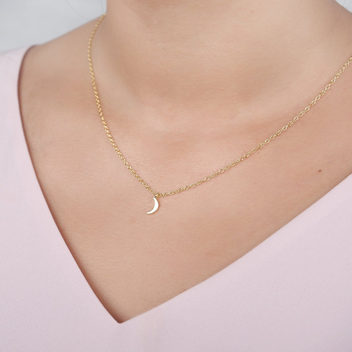 Funny Gift for Her Crescent Moon Pendant Necklace