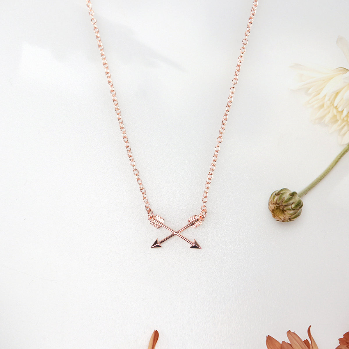 Motivational Double Intersecting Arrows Necklace